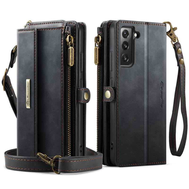 CaseMe Samsung Galaxy S22 Plus Wallet Case – RFID Blocking, 9 Card Slots, Crossbody Strap & Wireless Charging