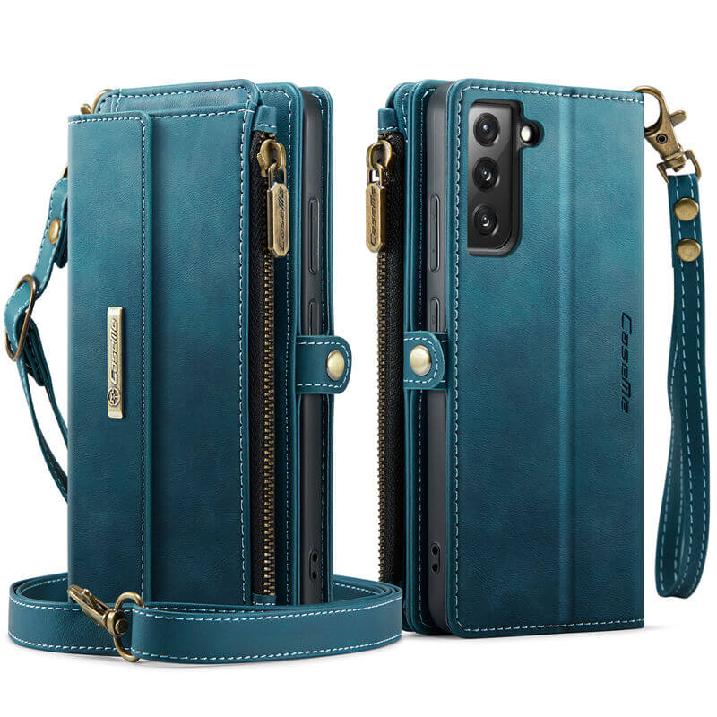 CaseMe Samsung Galaxy S22 Plus Wallet Case – RFID Blocking, 9 Card Slots, Crossbody Strap & Wireless Charging