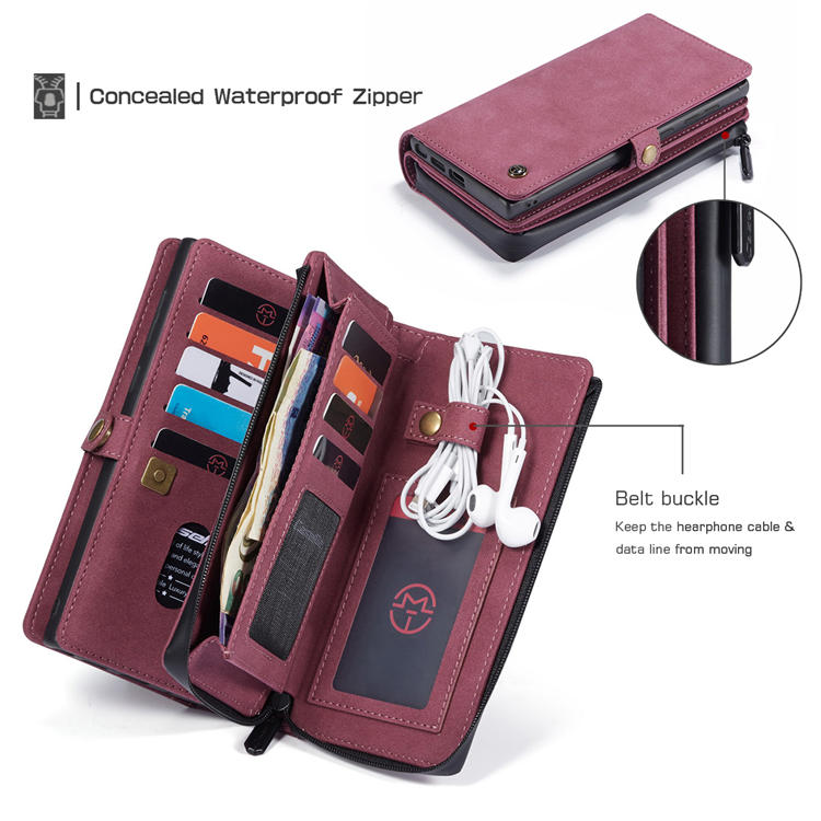 CaseMe Samsung Galaxy S22 Ultra Multi-Functional Wallet Case Red