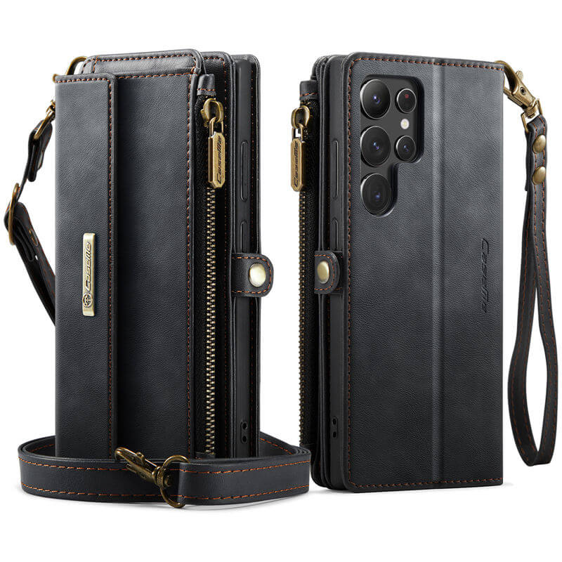 CaseMe Samsung Galaxy S22 Ultra Wallet Case – RFID Blocking, 9 Card Slots, Crossbody Strap & Wireless Charging