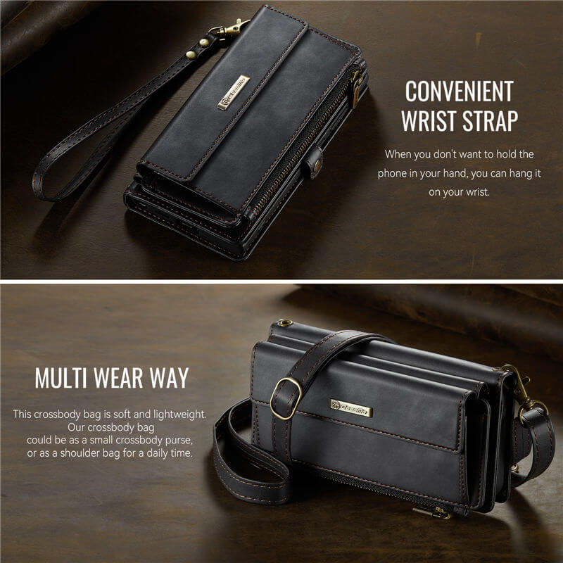 CaseMe Samsung Galaxy S22 Ultra Wallet Case – RFID Blocking, 9 Card Slots, Crossbody Strap & Wireless Charging