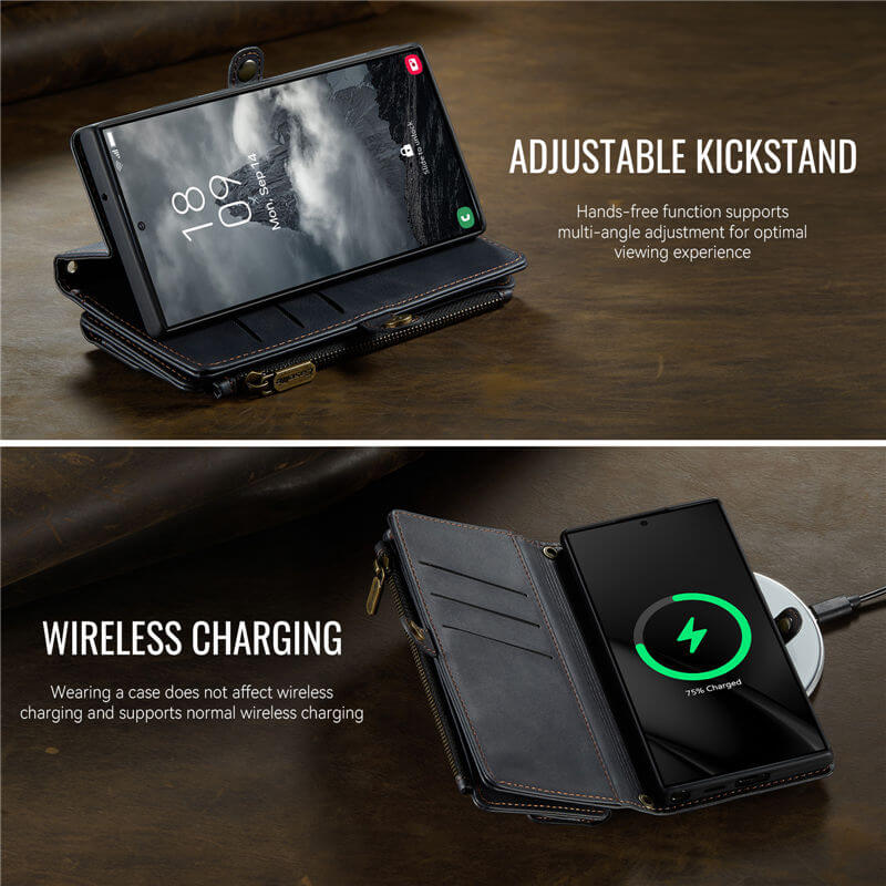CaseMe Samsung Galaxy S22 Ultra Wallet Case – RFID Blocking, 9 Card Slots, Crossbody Strap & Wireless Charging