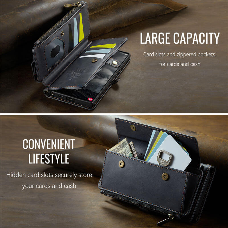 CaseMe Samsung Galaxy S22 Ultra Wallet Case – RFID Blocking, 9 Card Slots, Crossbody Strap & Wireless Charging