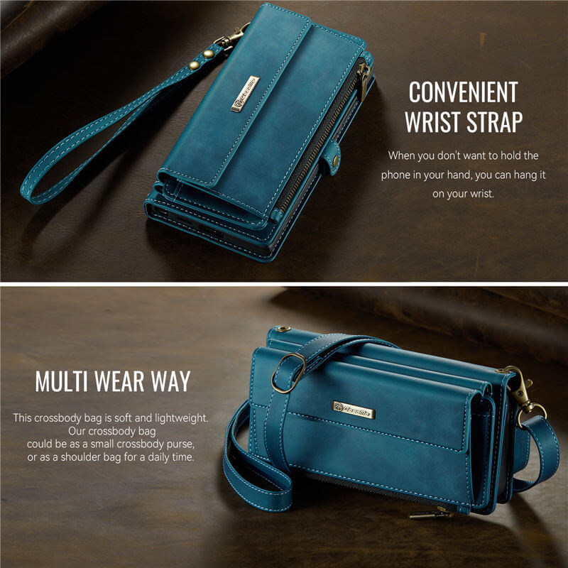 CaseMe Samsung Galaxy S22 Ultra Wallet Case – RFID Blocking, 9 Card Slots, Crossbody Strap & Wireless Charging