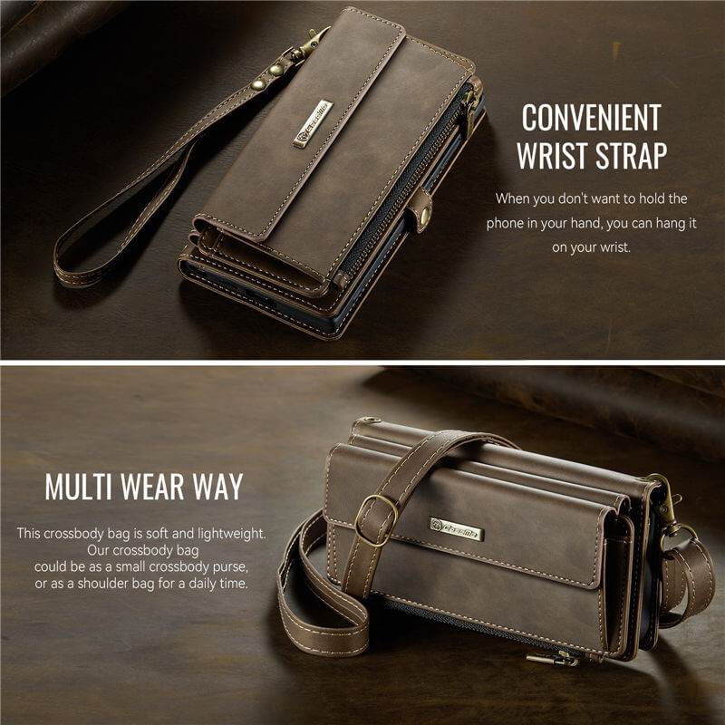 CaseMe Samsung Galaxy S22 Ultra Wallet Case – RFID Blocking, 9 Card Slots, Crossbody Strap & Wireless Charging