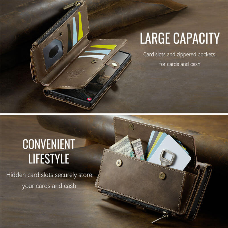 CaseMe Samsung Galaxy S22 Ultra Wallet Case – RFID Blocking, 9 Card Slots, Crossbody Strap & Wireless Charging