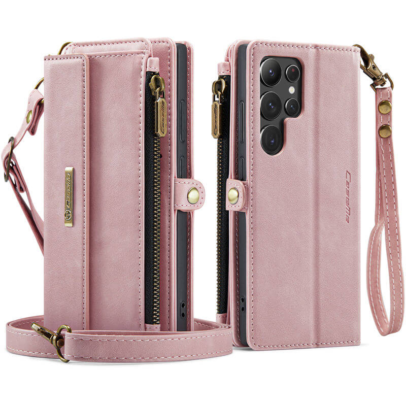 CaseMe Samsung Galaxy S22 Ultra Wallet Case – RFID Blocking, 9 Card Slots, Crossbody Strap & Wireless Charging