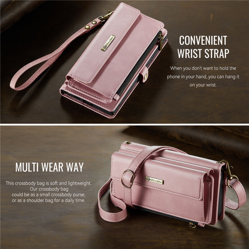 CaseMe Samsung Galaxy S22 Ultra Wallet Case – RFID Blocking, 9 Card Slots, Crossbody Strap & Wireless Charging