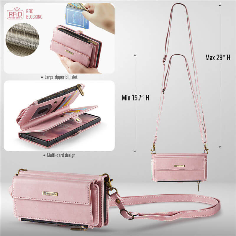 CaseMe Samsung Galaxy S22 Ultra Wallet Case – RFID Blocking, 9 Card Slots, Crossbody Strap & Wireless Charging