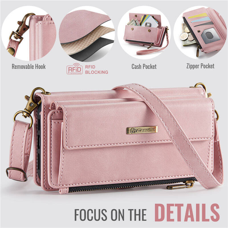 CaseMe Samsung Galaxy S22 Ultra Wallet Case – RFID Blocking, 9 Card Slots, Crossbody Strap & Wireless Charging