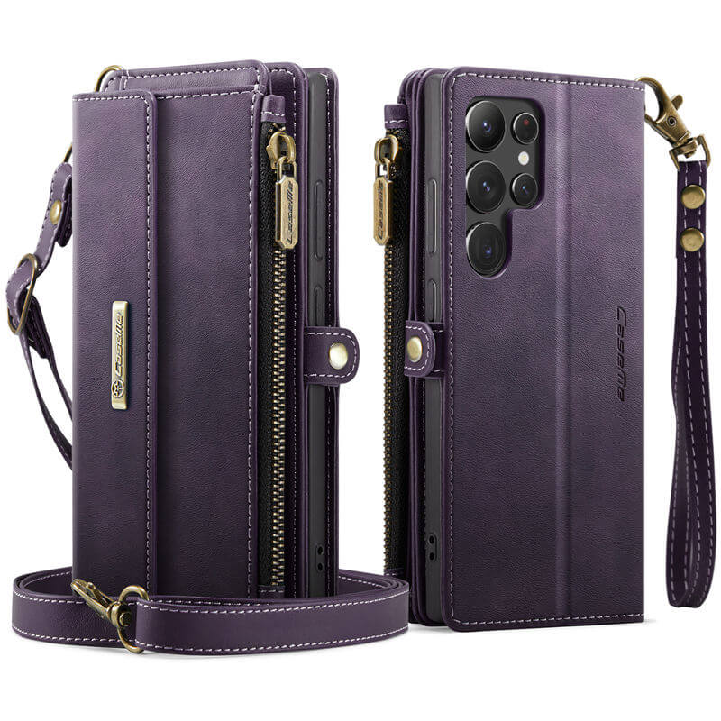 CaseMe Samsung Galaxy S22 Ultra Wallet Case – RFID Blocking, 9 Card Slots, Crossbody Strap & Wireless Charging