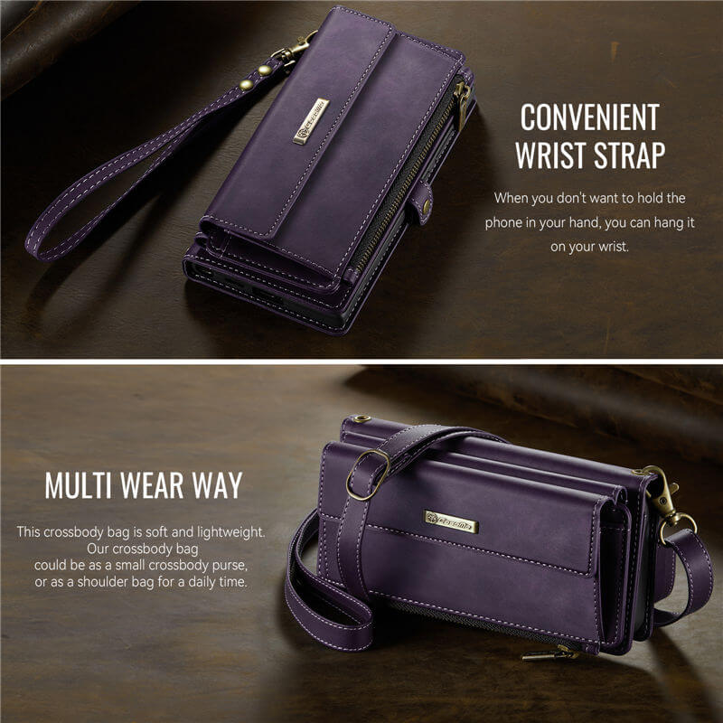 CaseMe Samsung Galaxy S22 Ultra Wallet Case – RFID Blocking, 9 Card Slots, Crossbody Strap & Wireless Charging