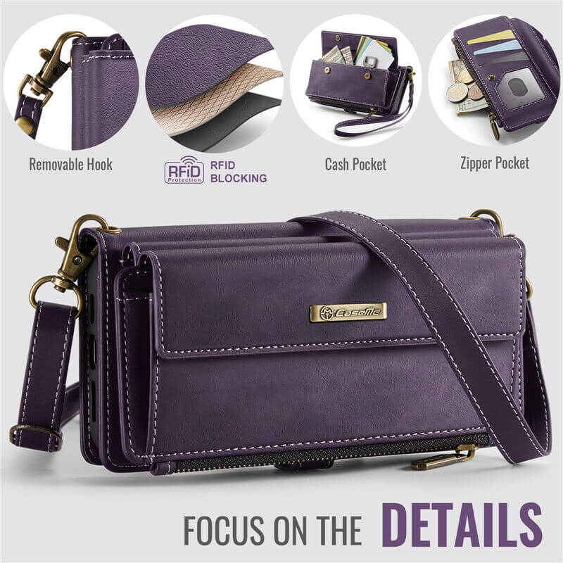 CaseMe Samsung Galaxy S22 Ultra Wallet Case – RFID Blocking, 9 Card Slots, Crossbody Strap & Wireless Charging