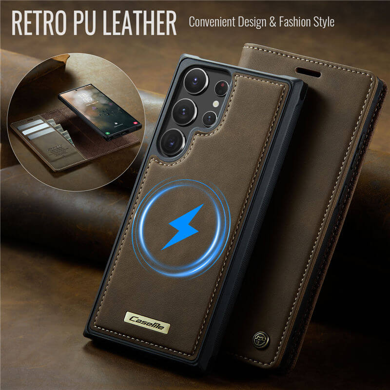 CaseMe Samsung Galaxy S22 Ultra 2-in-1 Magnetic Wallet Case with RFID Blocking