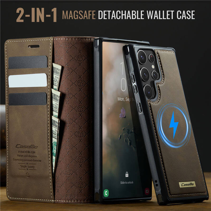 CaseMe Samsung Galaxy S22 Ultra 2-in-1 Magnetic Wallet Case with RFID Blocking
