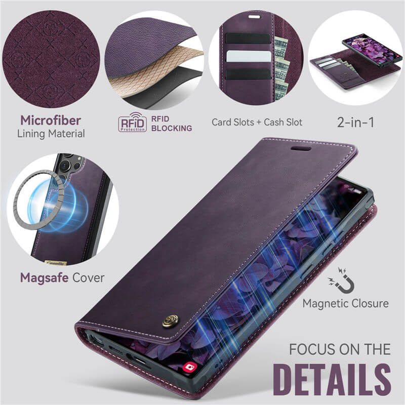 CaseMe Samsung Galaxy S22 Ultra 2-in-1 Magnetic Wallet Case with RFID Blocking