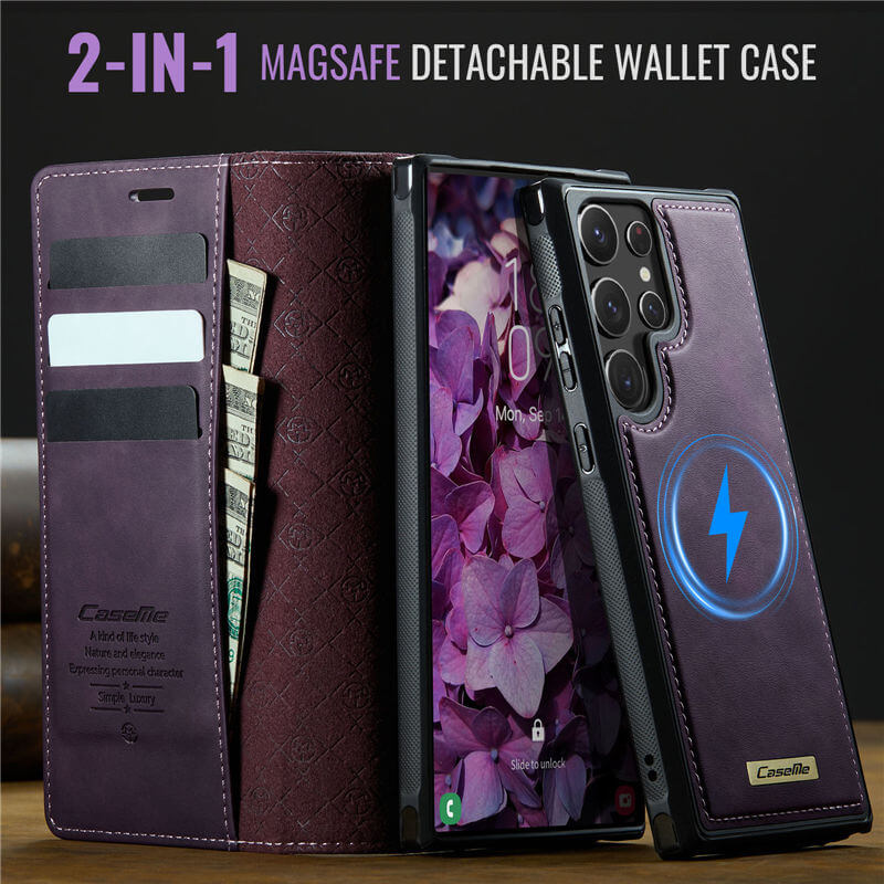 CaseMe Samsung Galaxy S22 Ultra 2-in-1 Magnetic Wallet Case with RFID Blocking