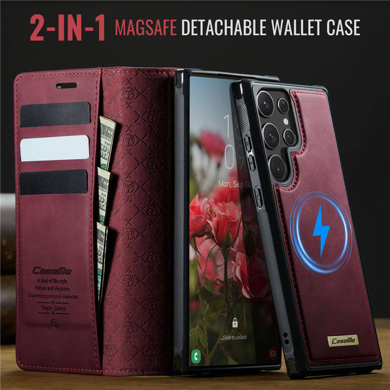 CaseMe Samsung Galaxy S22 Ultra 2-in-1 Magnetic Wallet Case with RFID Blocking
