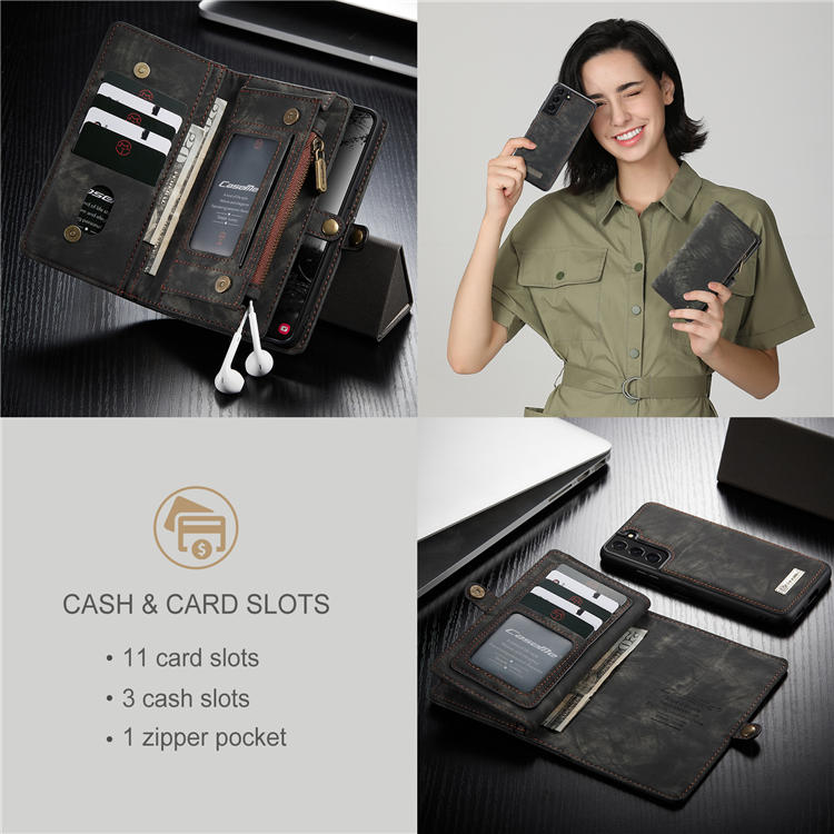 CaseMe Samsung Galaxy S22 Multi-slot Wallet Case Black