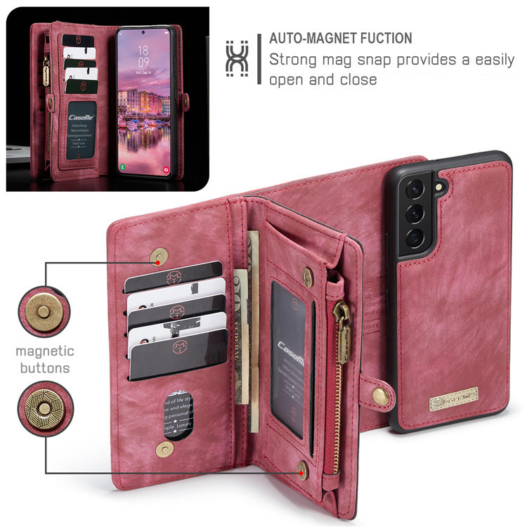 CaseMe Samsung Galaxy S22 Multi-slot Wallet Case Red
