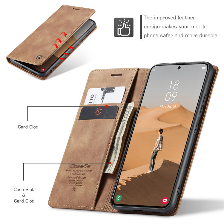 CaseMe Samsung Galaxy S22 Wallet Magnetic Case Brown