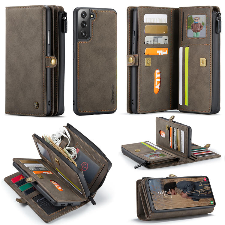 CaseMe Samsung Galaxy S22 Plus Multi-Functional Wallet Case Coffee