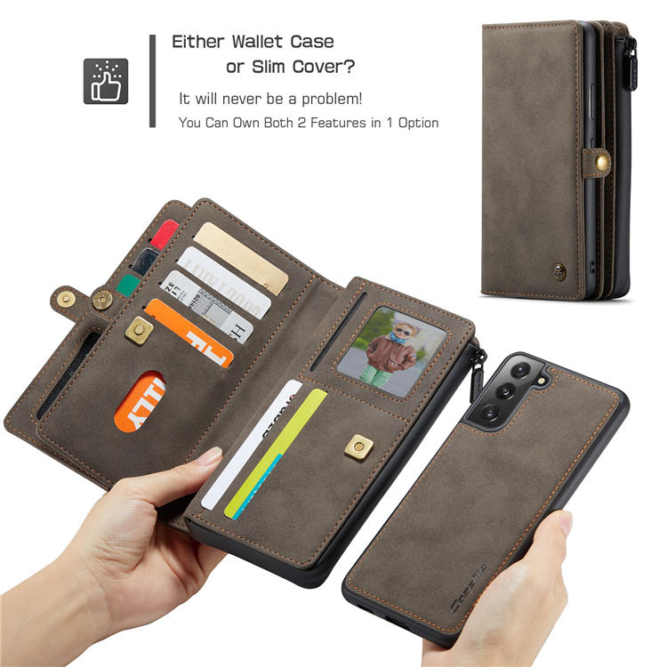 CaseMe Samsung Galaxy S22 Multi-Functional Wallet Case Coffee