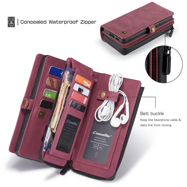 CaseMe Samsung Galaxy S22 Multi-Functional Wallet Case Red