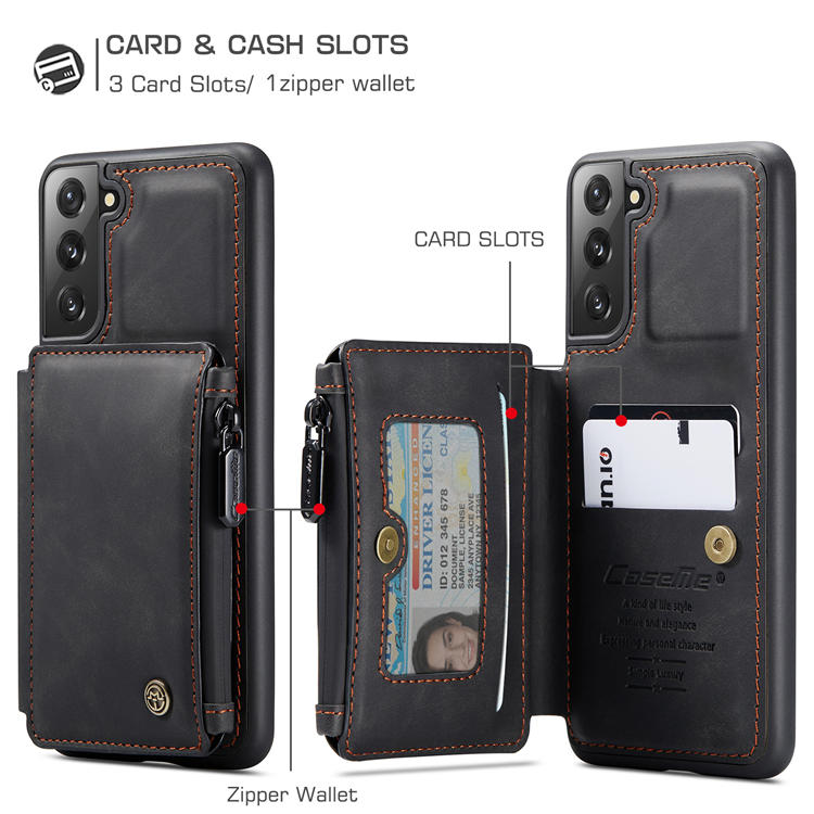 CaseMe Samsung Galaxy S22 Wallet RFID Blocking Case Black