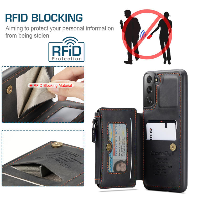 CaseMe Samsung Galaxy S22 Wallet RFID Blocking Case Black