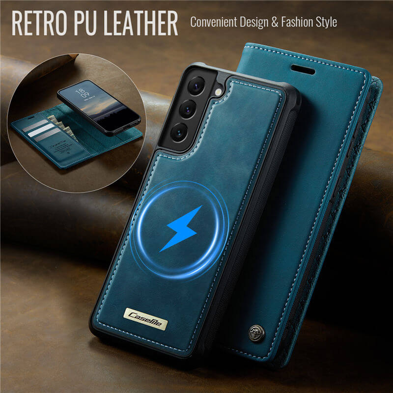 CaseMe Samsung Galaxy S22 Plus 2-in-1 Magnetic Wallet Case with RFID Blocking