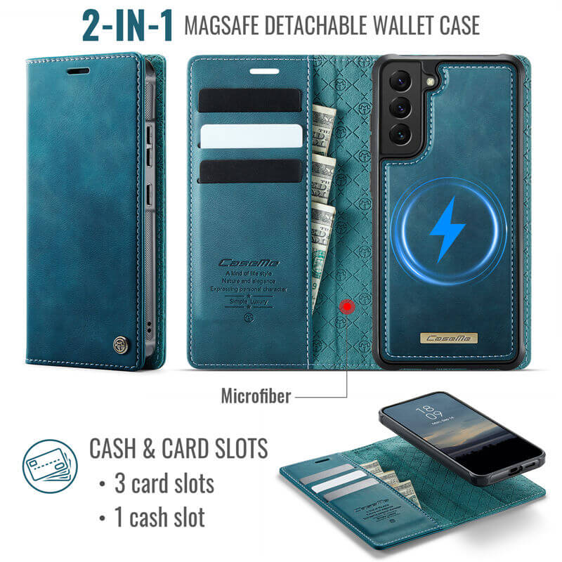 CaseMe Samsung Galaxy S22 Plus 2-in-1 Magnetic Wallet Case with RFID Blocking