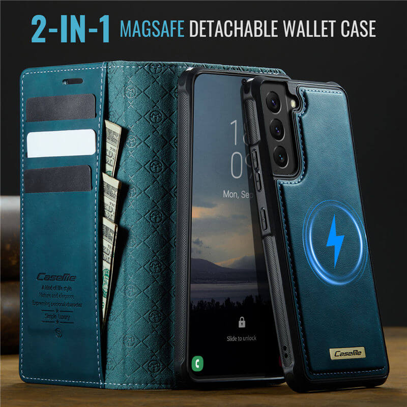 CaseMe Samsung Galaxy S22 Plus 2-in-1 Magnetic Wallet Case with RFID Blocking
