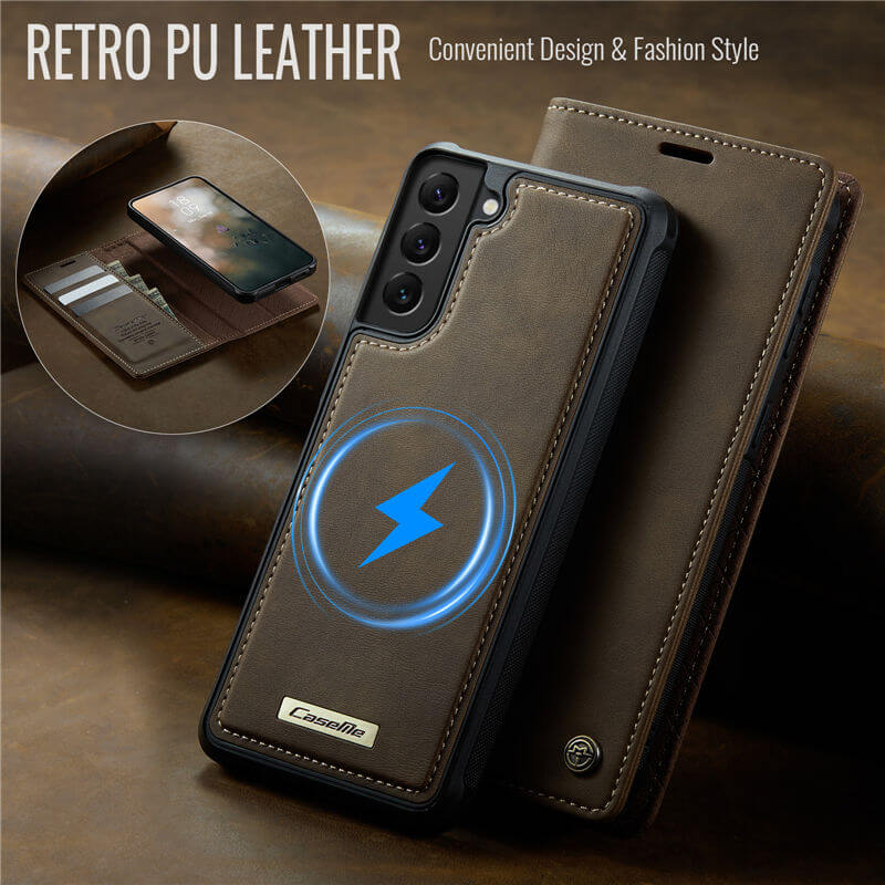 CaseMe Samsung Galaxy S22 2-in-1 Magnetic Wallet Case with RFID Blocking