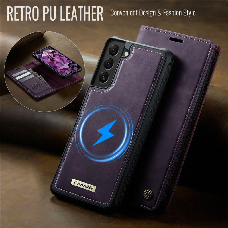 CaseMe Samsung Galaxy S22 Plus 2-in-1 Magnetic Wallet Case with RFID Blocking