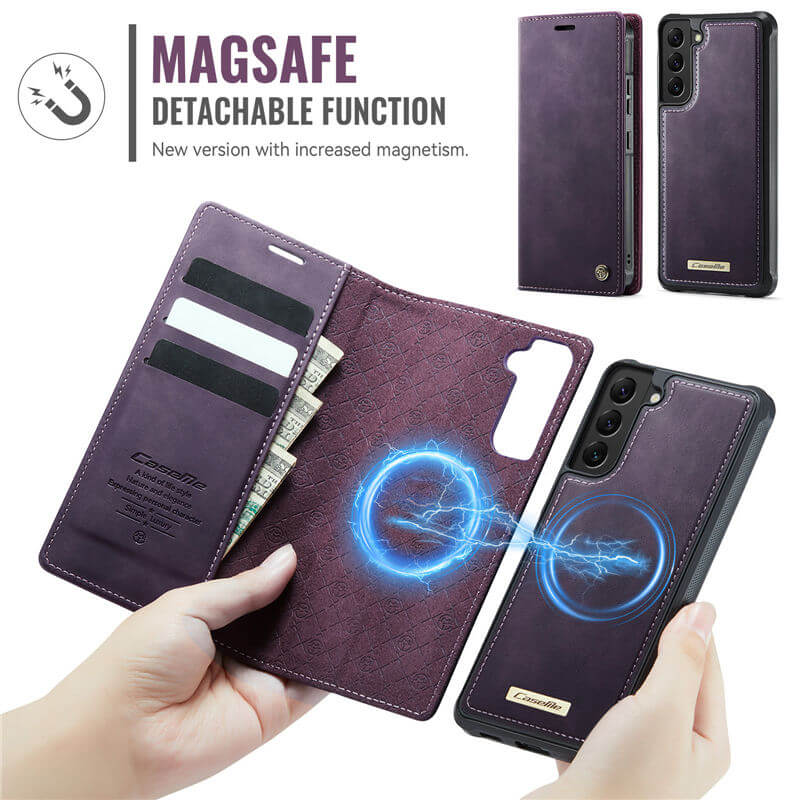 CaseMe Samsung Galaxy S22 Plus 2-in-1 Magnetic Wallet Case with RFID Blocking