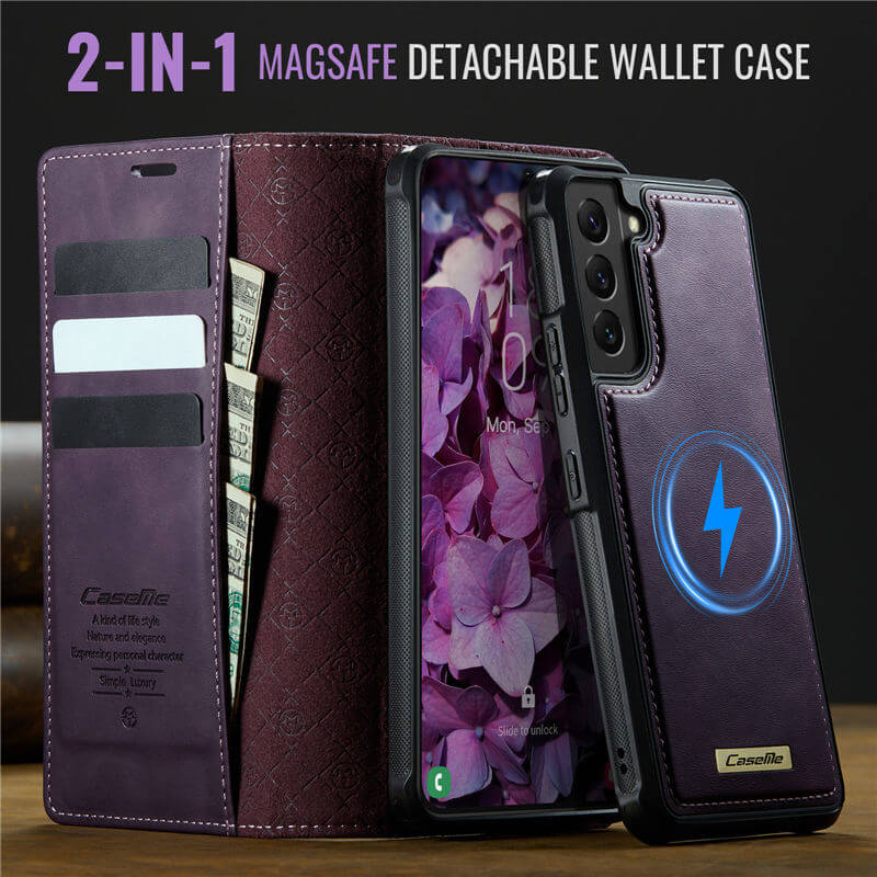 CaseMe Samsung Galaxy S22 Plus 2-in-1 Magnetic Wallet Case with RFID Blocking