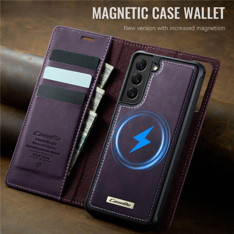 CaseMe Samsung Galaxy S22 Plus 2-in-1 Magnetic Wallet Case with RFID Blocking