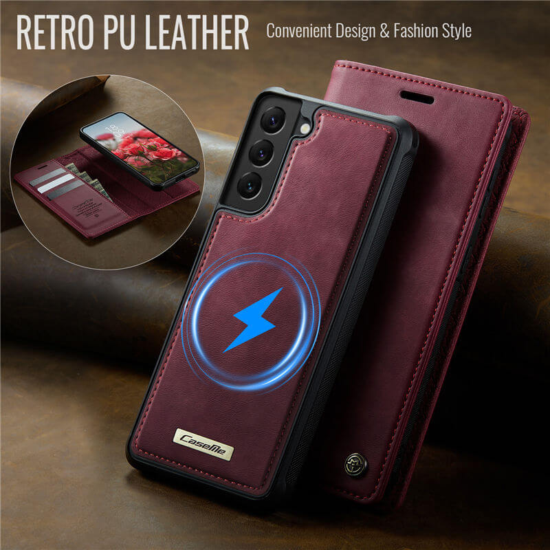 CaseMe Samsung Galaxy S22 Plus 2-in-1 Magnetic Wallet Case with RFID Blocking