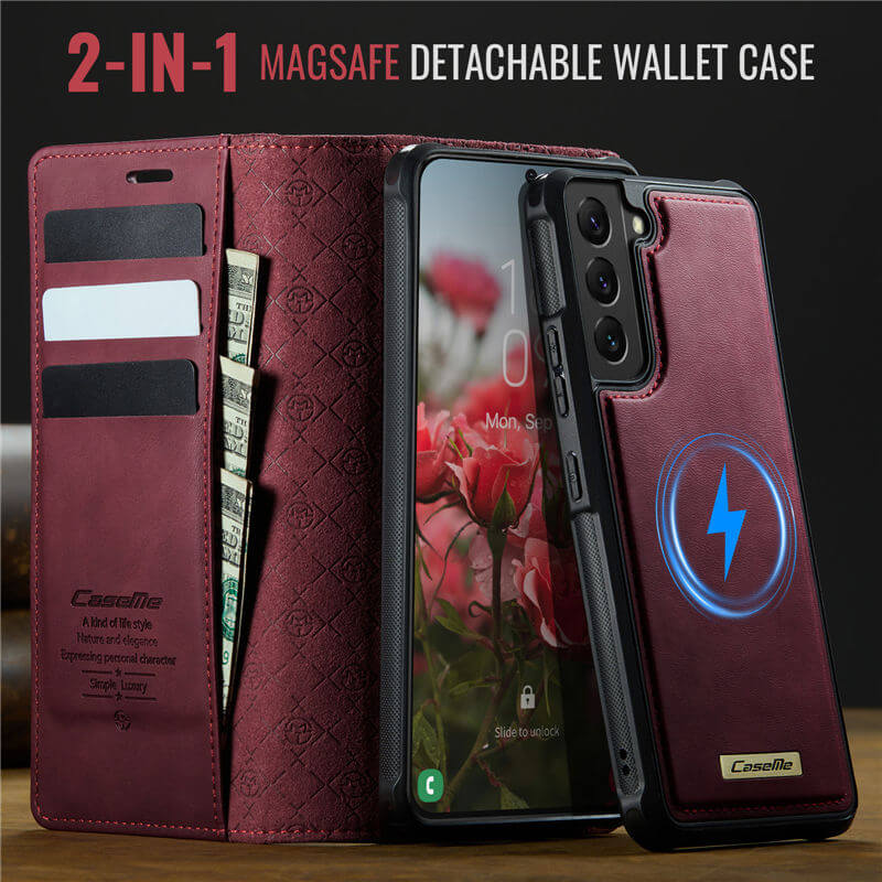CaseMe Samsung Galaxy S22 Plus 2-in-1 Magnetic Wallet Case with RFID Blocking