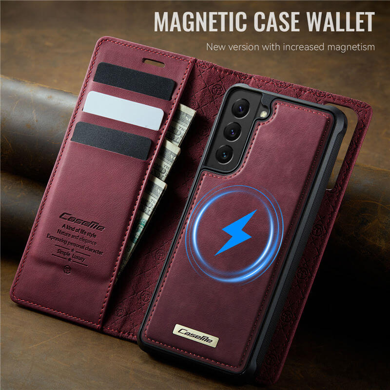 CaseMe Samsung Galaxy S22 Plus 2-in-1 Magnetic Wallet Case with RFID Blocking