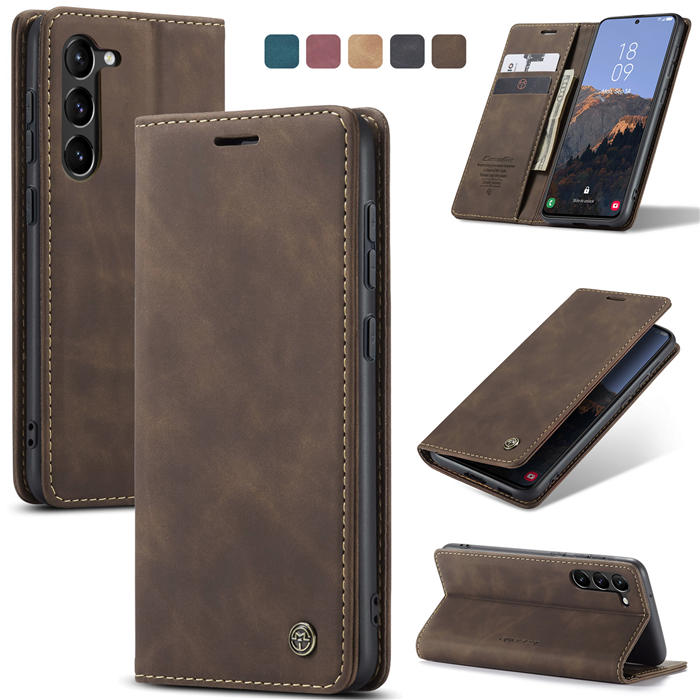 CaseMe Samsung Galaxy S23 Plus Wallet Retro Leather Case Coffee