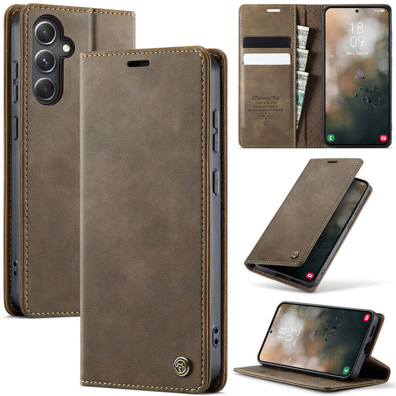 CaseMe Samsung Galaxy S23 FE Magnetic Wallet Case with RFID Blocking Coffee