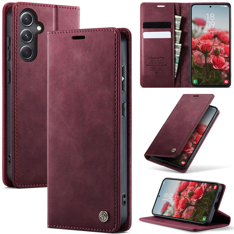 CaseMe Samsung Galaxy S23 FE Magnetic Wallet Case with RFID Blocking Red