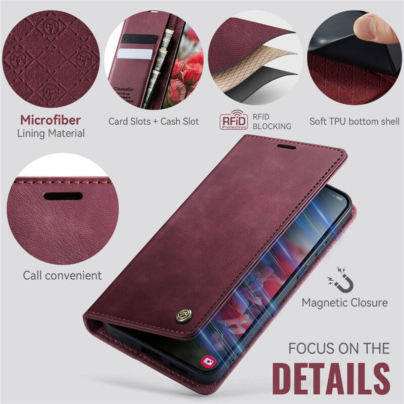 CaseMe Samsung Galaxy S23 FE Magnetic Wallet Case with RFID Blocking