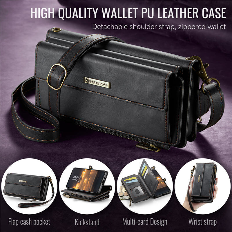 CaseMe Samsung Galaxy S23 FE Wallet Case – RFID Blocking, 9 Card Slots, Crossbody Strap & Wireless Charging