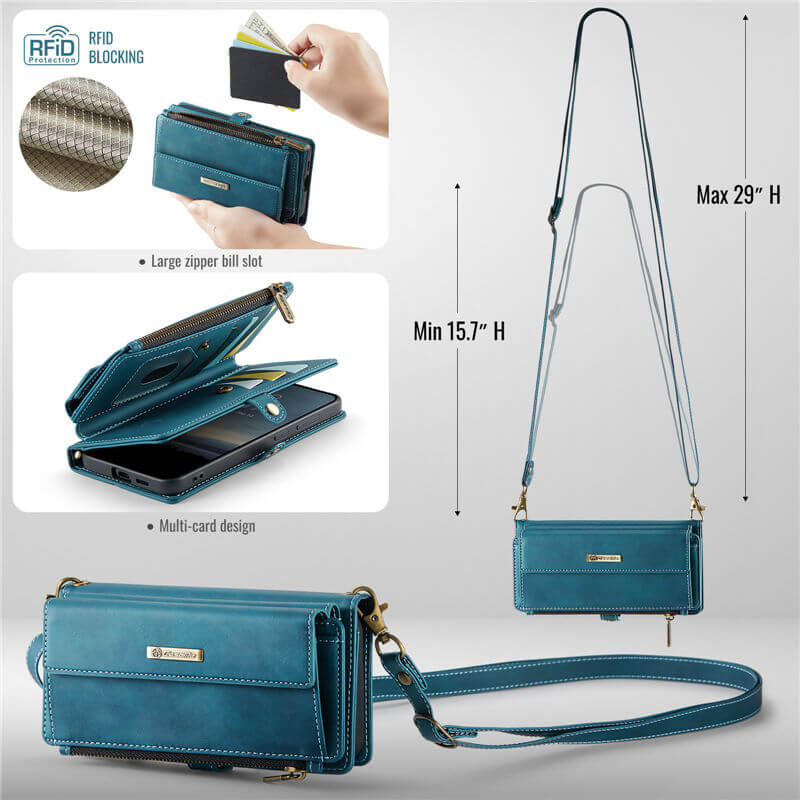CaseMe Samsung Galaxy S23 FE Wallet Case – RFID Blocking, 9 Card Slots, Crossbody Strap & Wireless Charging