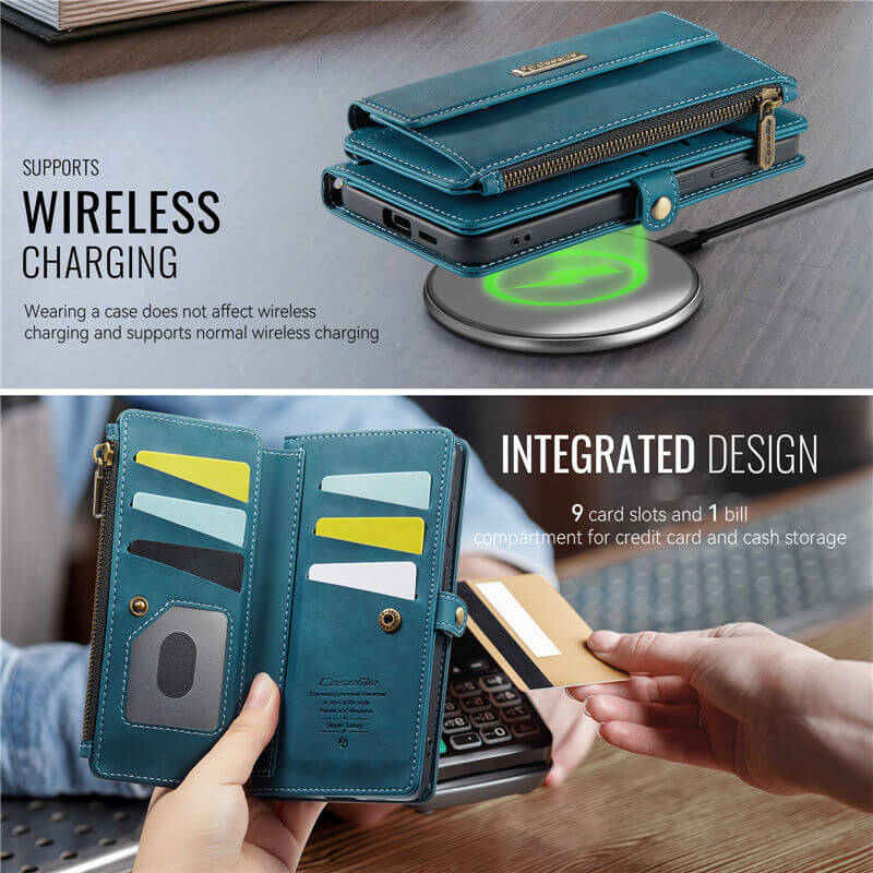 CaseMe Samsung Galaxy S23 FE Wallet Case – RFID Blocking, 9 Card Slots, Crossbody Strap & Wireless Charging