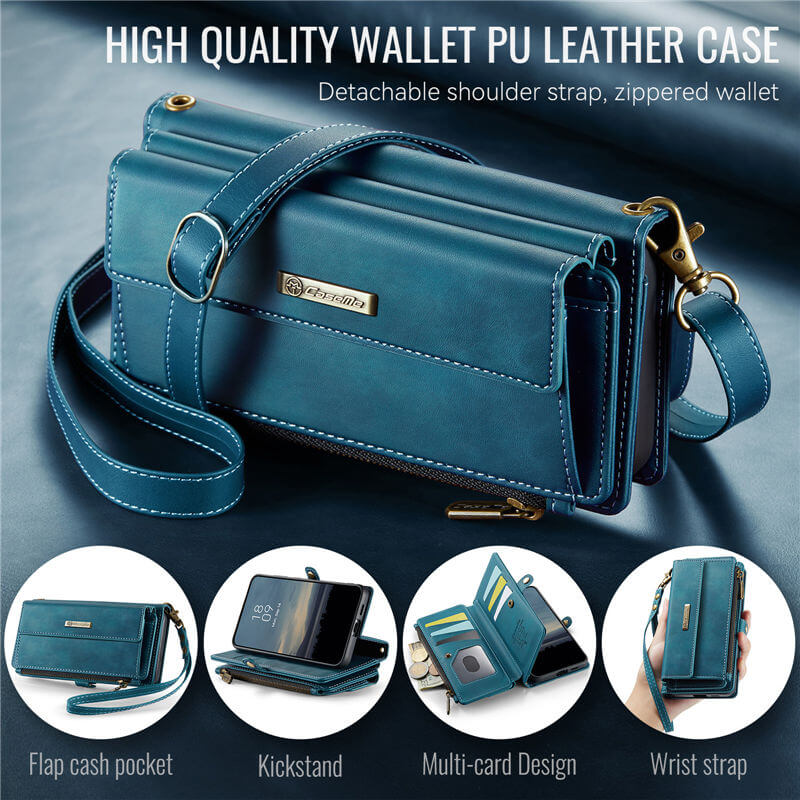 CaseMe Samsung Galaxy S23 FE Wallet Case – RFID Blocking, 9 Card Slots, Crossbody Strap & Wireless Charging