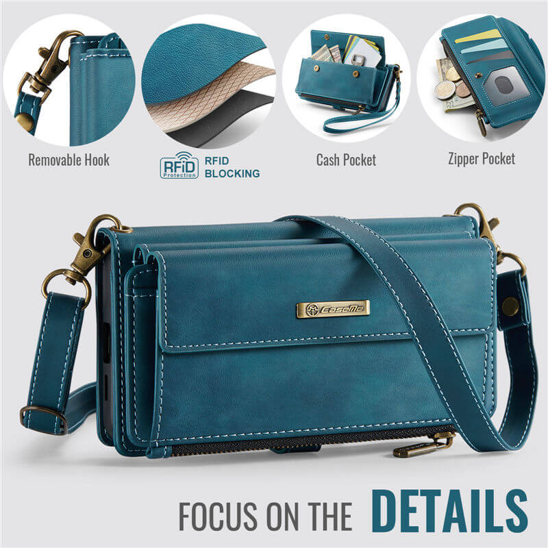 CaseMe Samsung Galaxy S23 FE Wallet Case – RFID Blocking, 9 Card Slots, Crossbody Strap & Wireless Charging